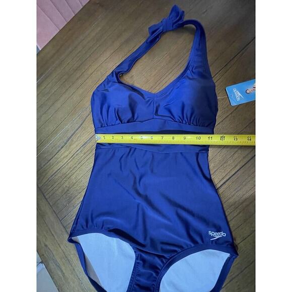 Speedo Ladies' 1-piece Halter Swim Suit Swimsuit, Blue, Halter Size medium - Picture 10 of 16